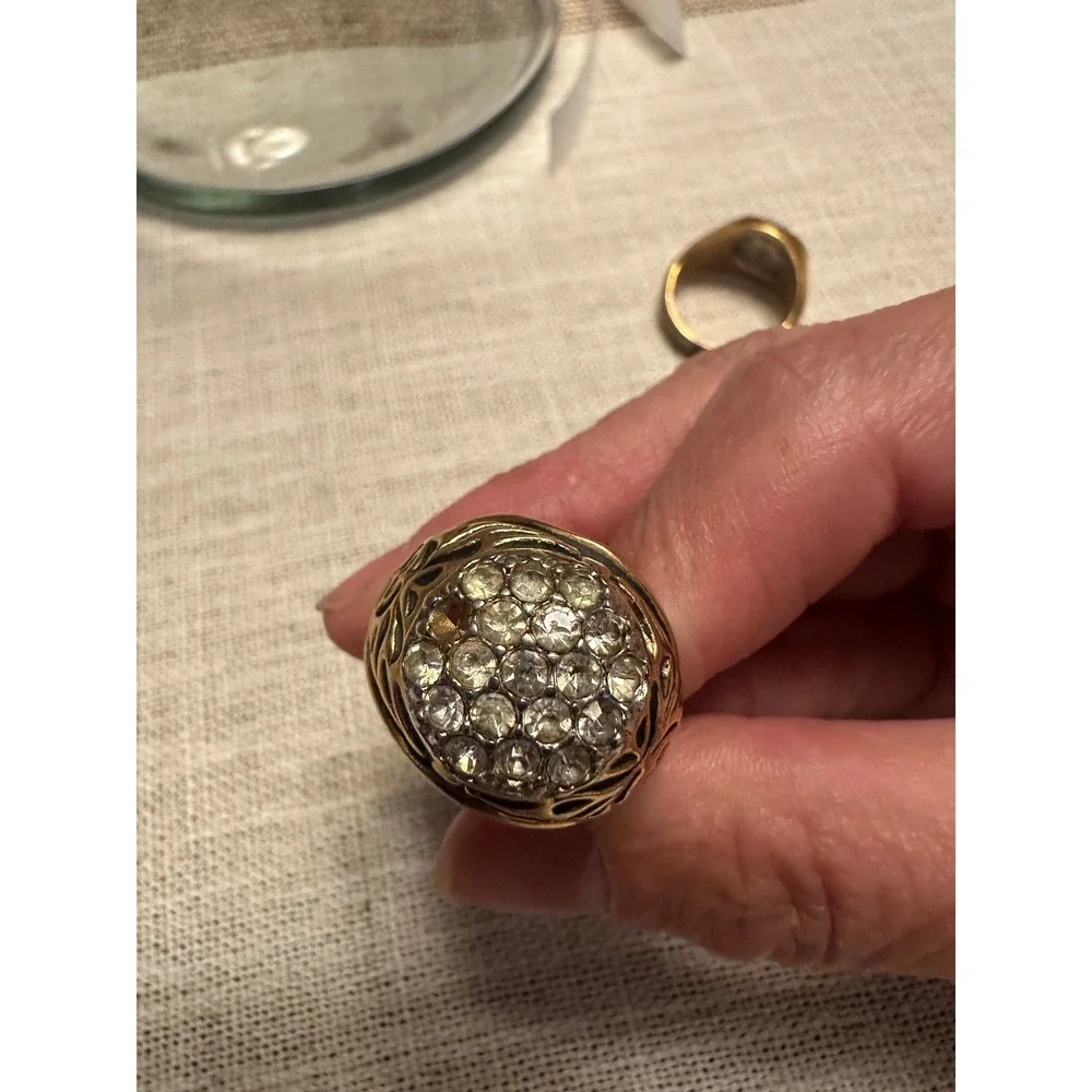 Vintage 18K HGE Cluster Ring Lot (2) – Anson Filigree & Vargas Signet – Retro